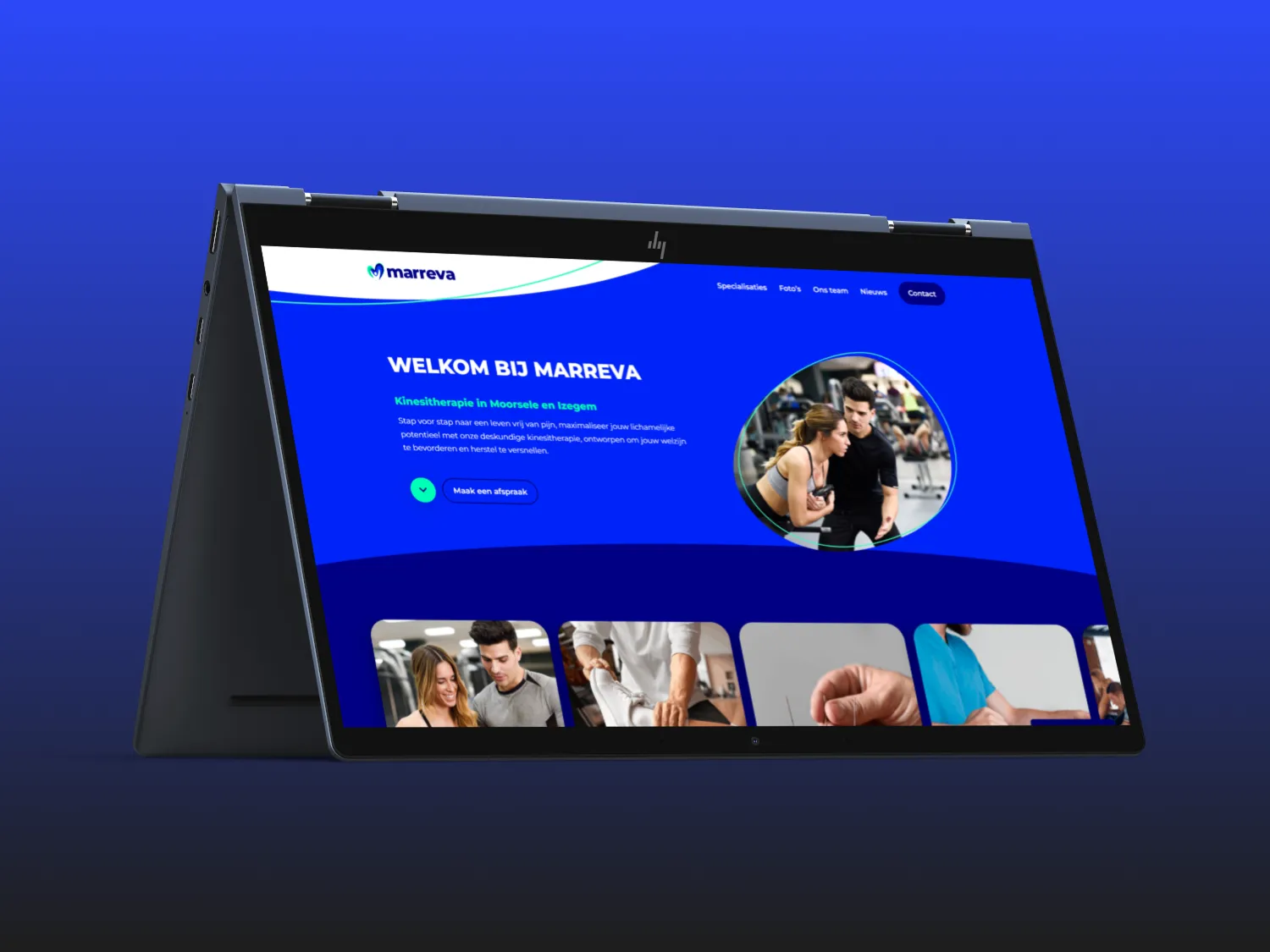 Mockup van de website van Marreva op verschillende schermen